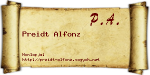 Preidt Alfonz névjegykártya